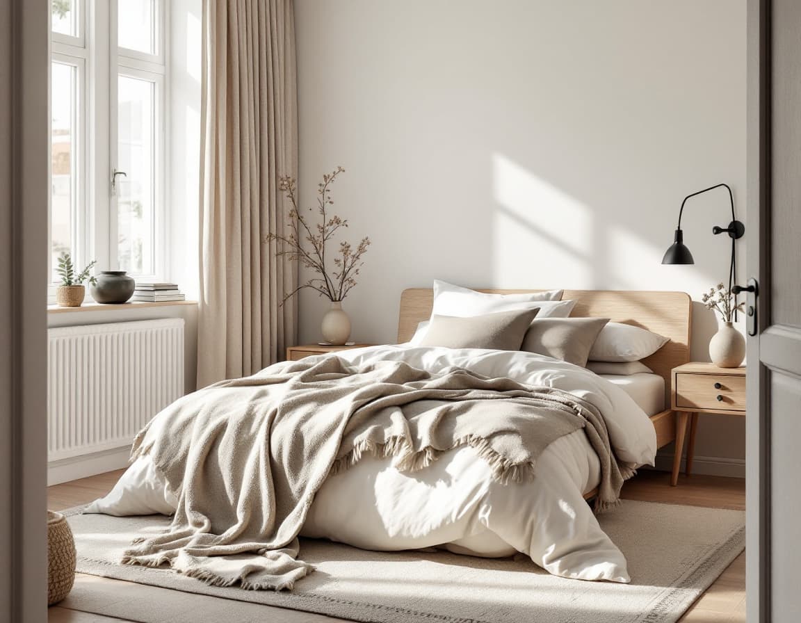 Scandinavian-style bedroom after DecorAI redesign