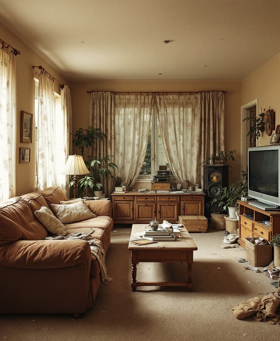 Outdated living room before AI redesign
