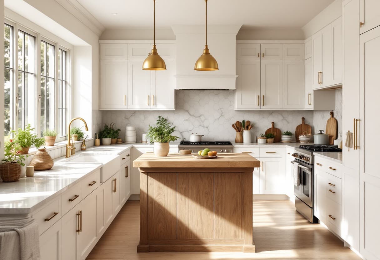 AI-designed modern warm kitchen